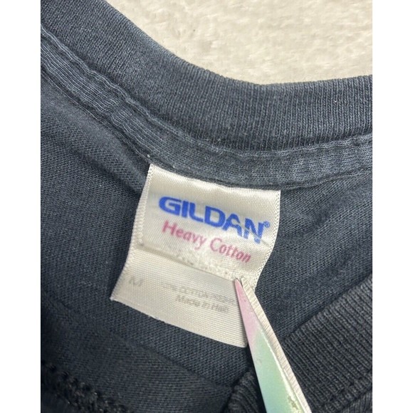 Vtg Y2K Grim Reaper Skull Gothic Illuminate Black Graphic T-Shirt Size Medium - Picture 4 of 7